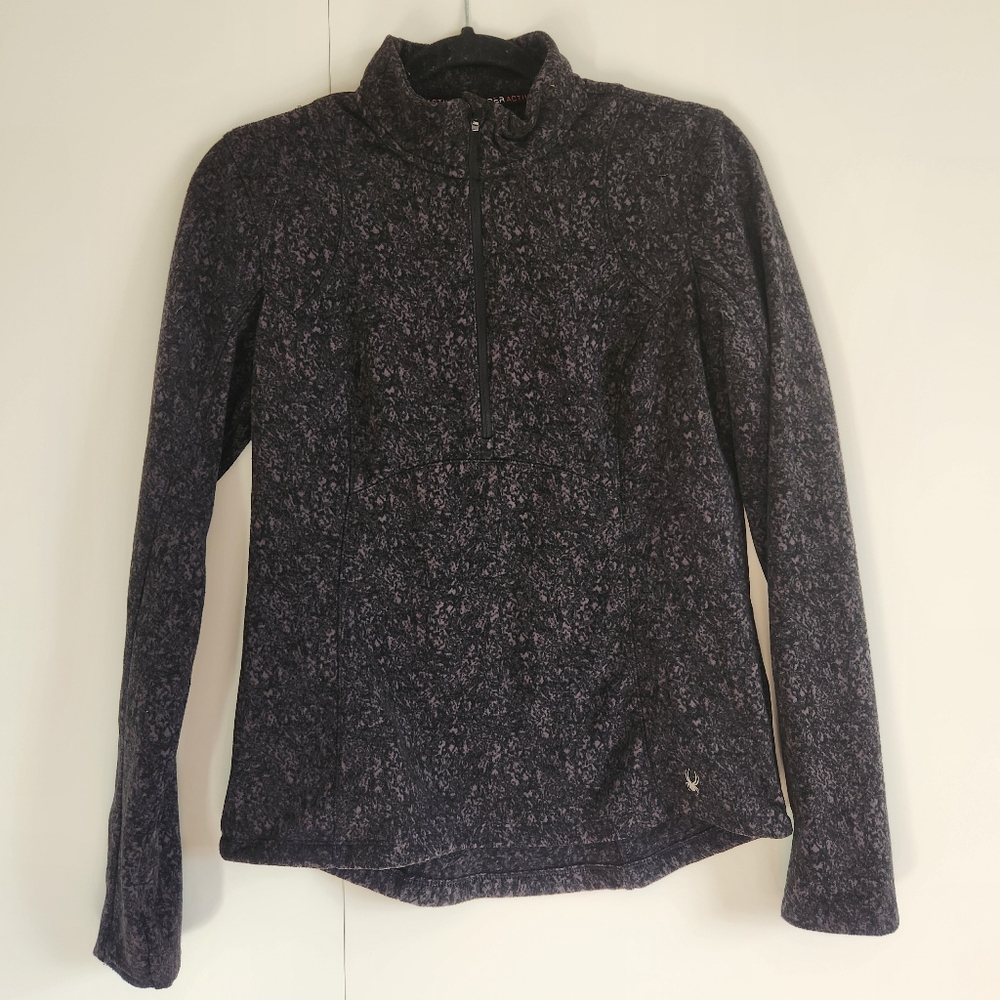 Spyder Active Womens Black Half Zip Fleece Jacket Mock Neck Large M